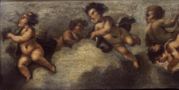 Putti disporting (papír, vászon) (bal oldali részlet) (lásd még: 67091-94) alkotó: Luca Giordano