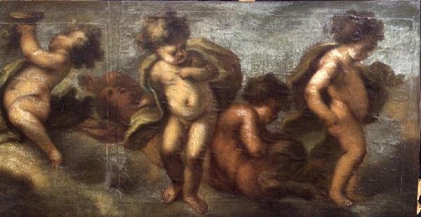 Putti disporting (papír, vászon) (jobb oldali részlet) (lásd még: 67087-90) alkotó: Luca Giordano