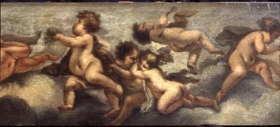 Putti disporting (papír, vászon) (jobb oldali részlet) (lásd még: 67091-93) alkotó: Luca Giordano