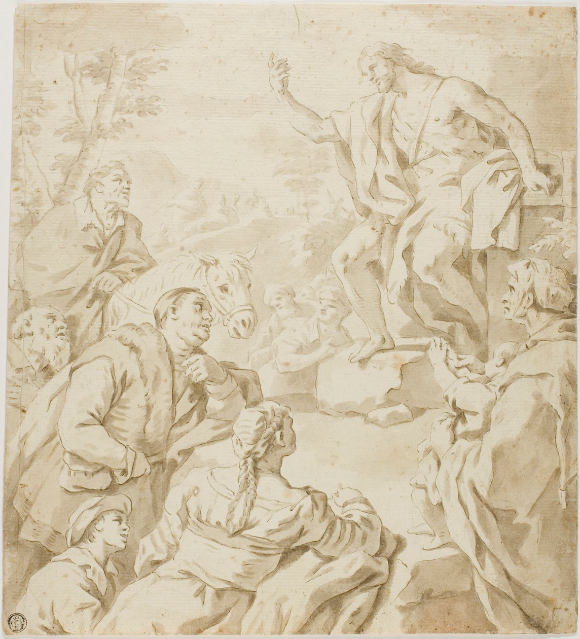 Keresztelő Szent János igehirdetés alkotó: Luca Giordano