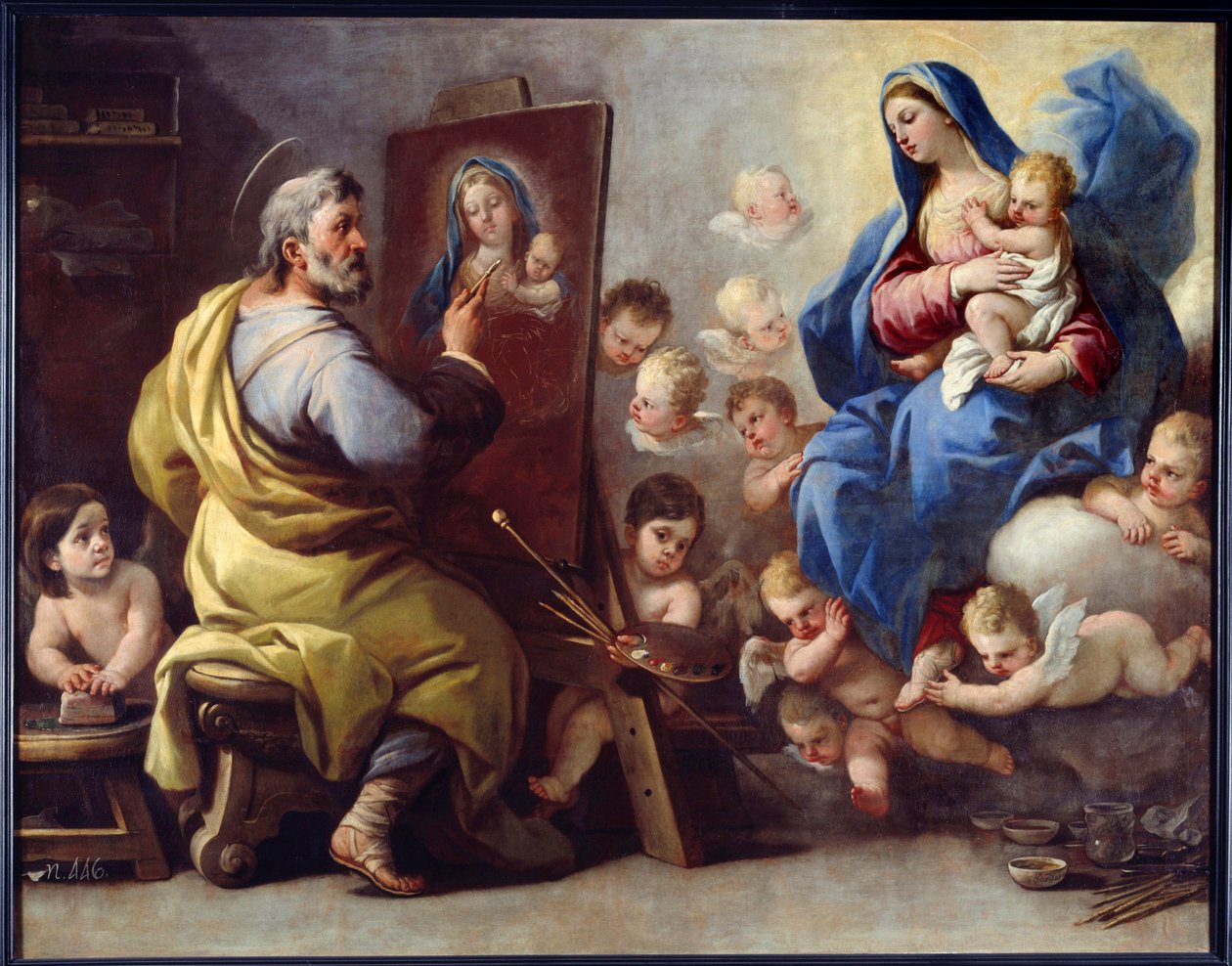 Szent Lukács a Szűzet festő Luca Giordano (Fa Pesto) festménye (1632-1705) 17. századi Brest, Szépművészeti Múzeum alkotó: Luca Giordano