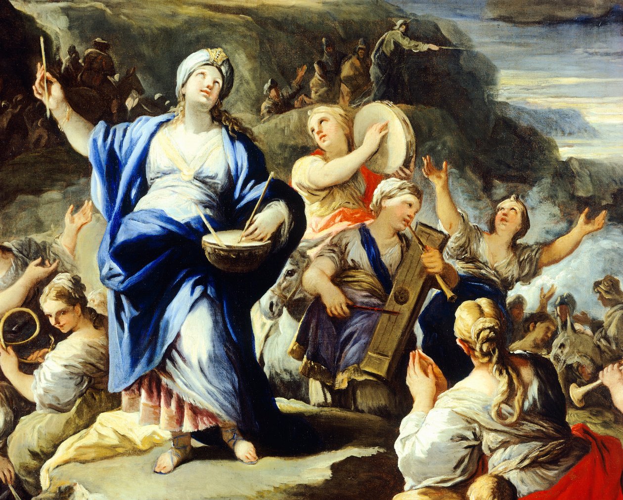 Luca Giordano (1634-1705) táncos és énekes jelenete Mirjam énekéből, olaj, réz alkotó: Luca Giordano