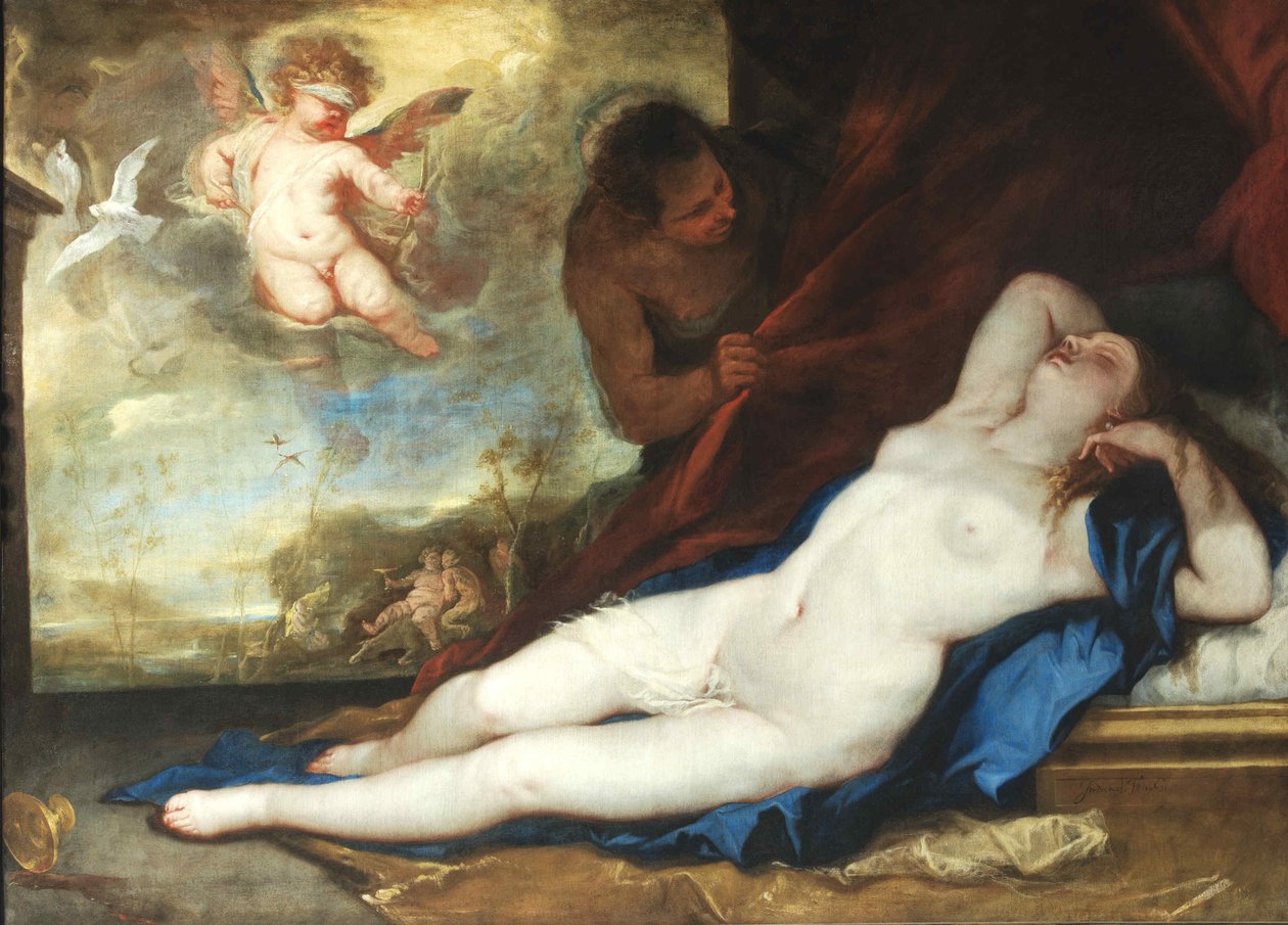 Alvó Vénusz, Ámor és Szatír, c. 1670. alkotó: Luca Giordano