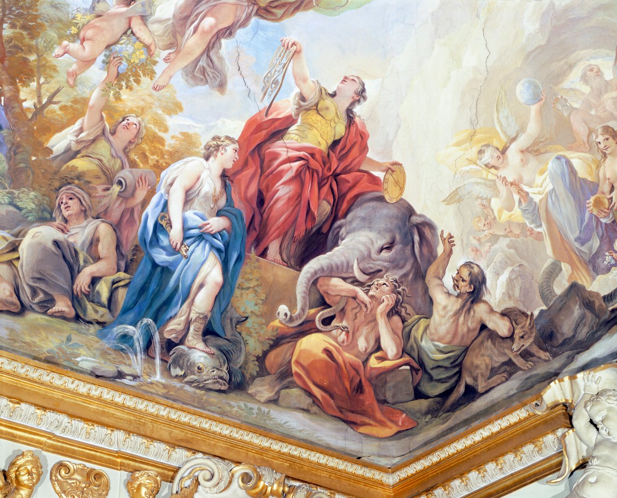 Mértékletesség, Luca Giordano (1634-1705) Tükörcsarnok freskóciklusának részlete, freskó, Palazzo Medici Riccardi, Firenze alkotó: Luca Giordano