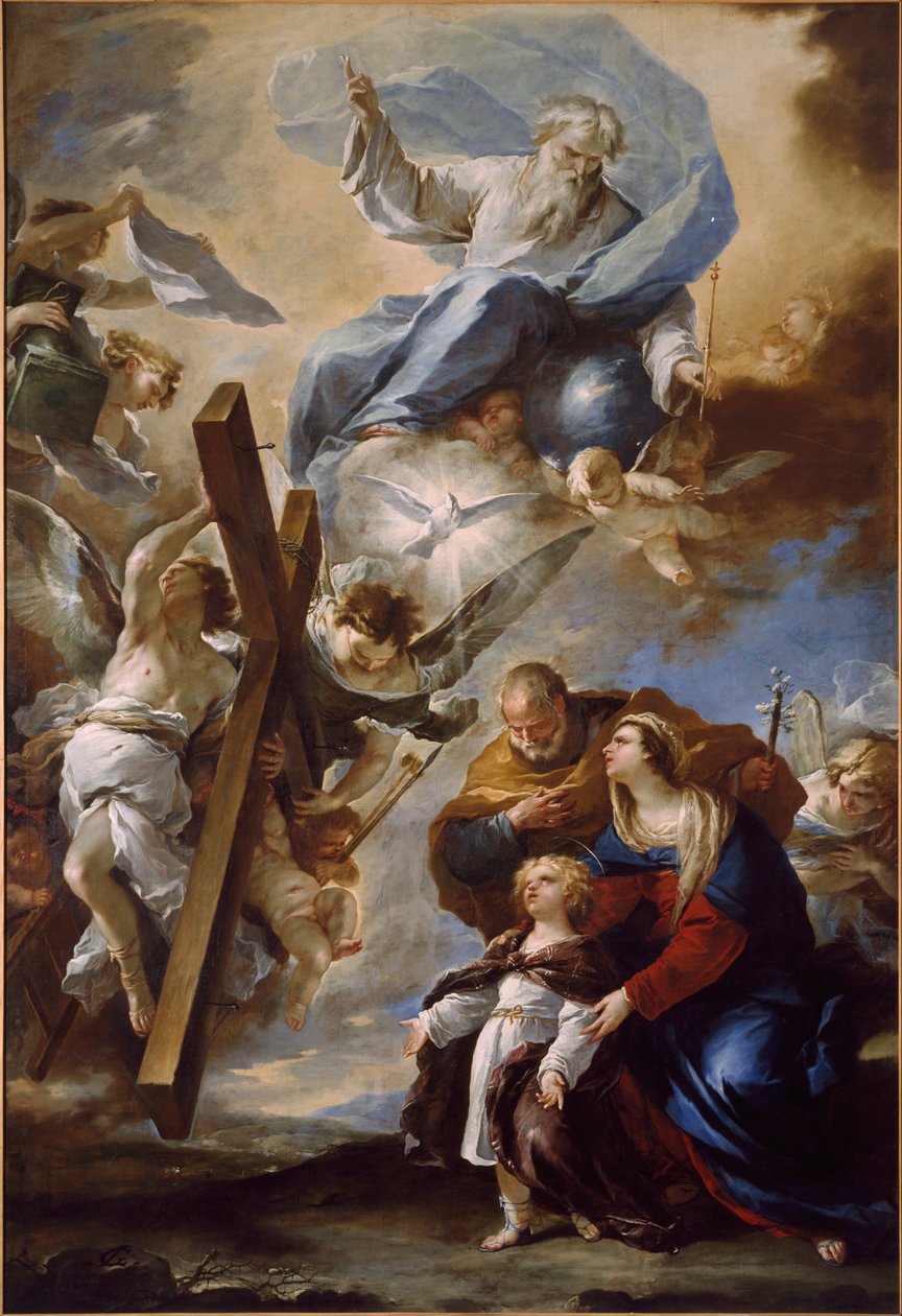 A Szent Család a szenvedés szimbólumaival, c. 1660. alkotó: Luca Giordano