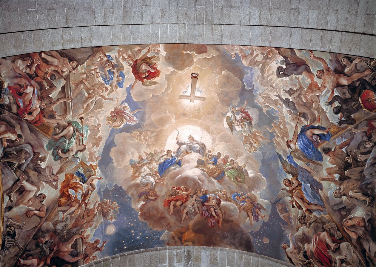A halottak feltámadása, Escorial Szent Lőrinc kolostor mennyezete (San Lorenzo de Escorial), Spanyolország alkotó: Luca Giordano
