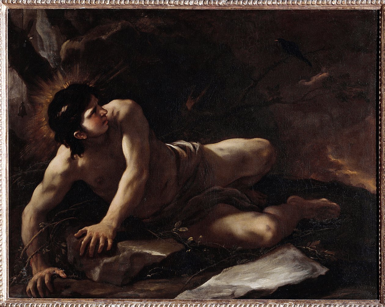 Szent Benedek megkísértése, aki beleveti magát, hogy elkerülje a kísértéseket) Luca Giordano festménye (1634-1705) Museo dell