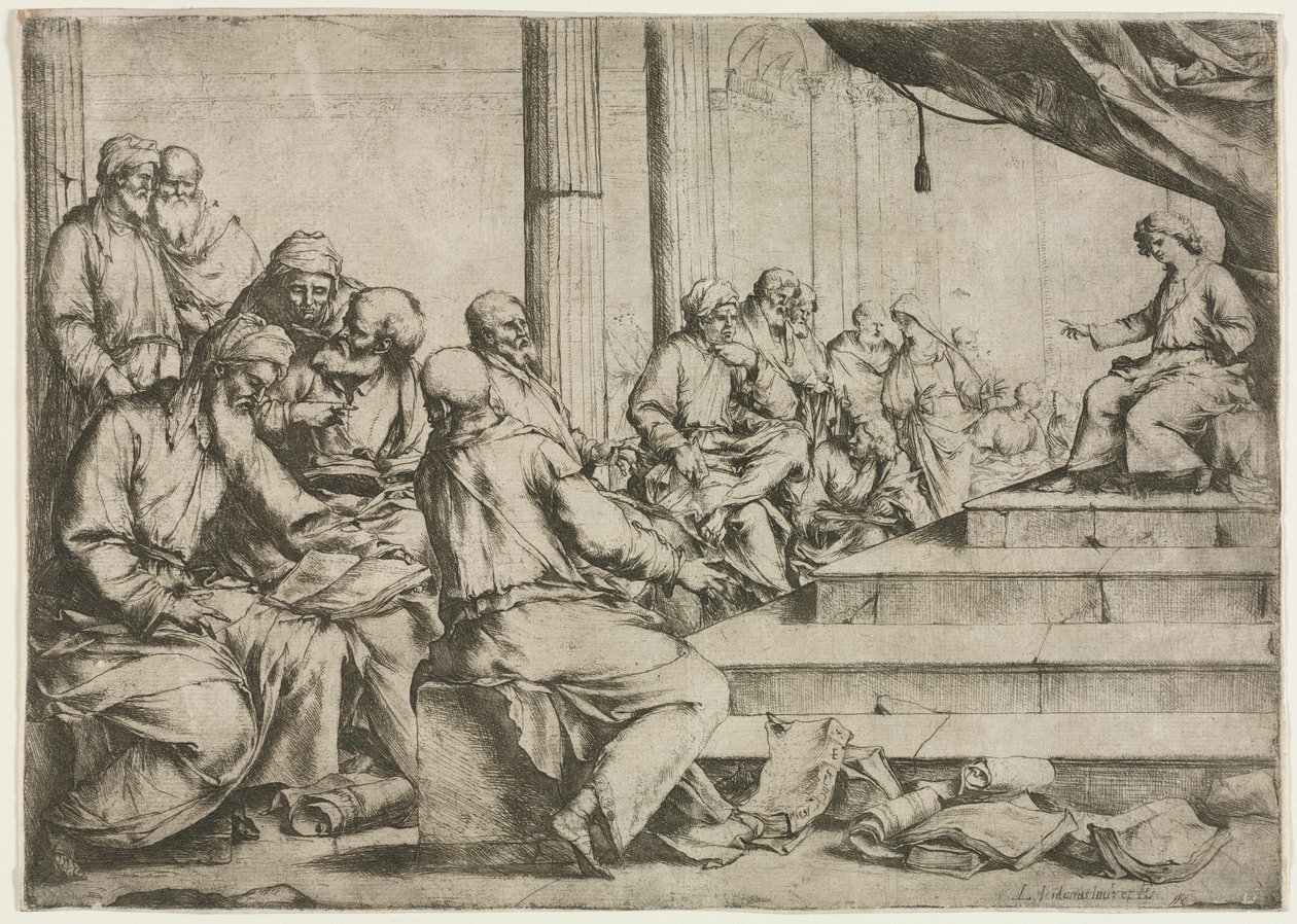 Az ifjú Krisztus tanítása a templomban alkotó: Luca Giordano