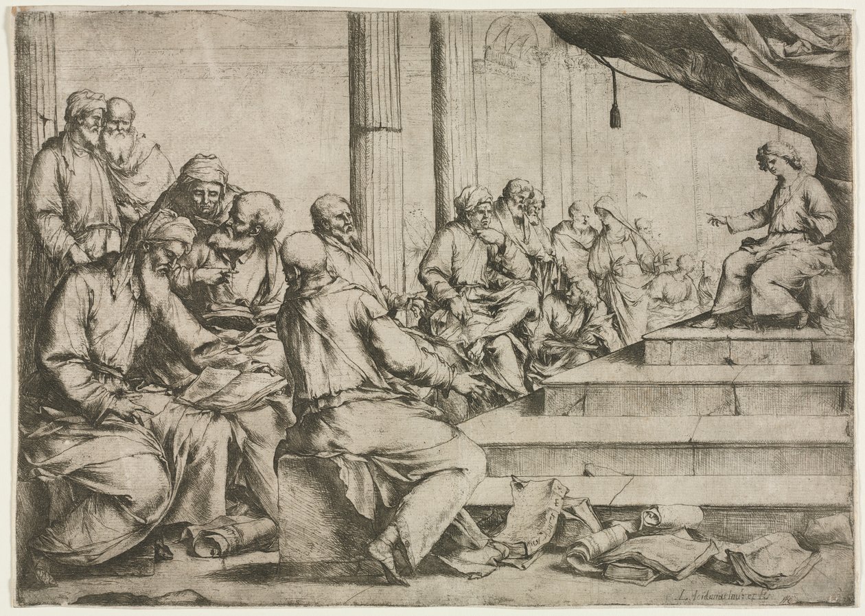 Az ifjú Krisztus tanítása a templomban c. 1653. alkotó: Luca Giordano