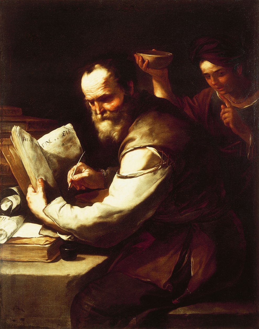 Xanthippe vizet önt Szókratész nyakába, Luca Giordano (1634-1705), olaj, vászon alkotó: Luca Giordano