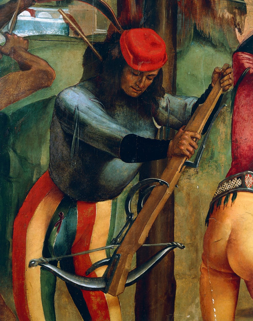 Számszeríjász, részlet Szent Sebestyén vértanúságából, Luca Signorelli (1445-1523) alkotó: Luca Signorelli
