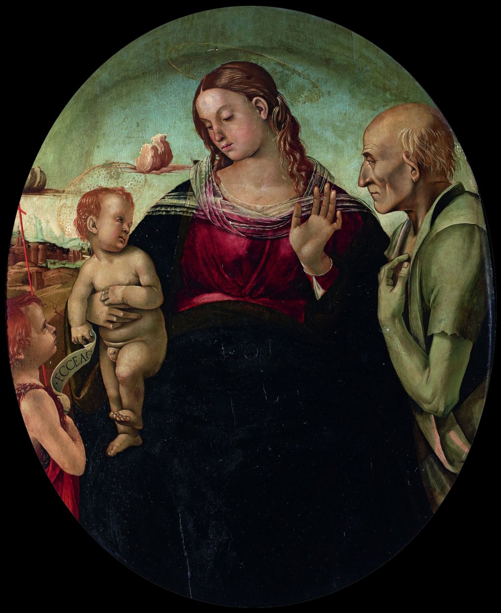 A Madonna és a gyermek Szent Jánossal és Szent Jeromossal, 1491. alkotó: Luca Signorelli