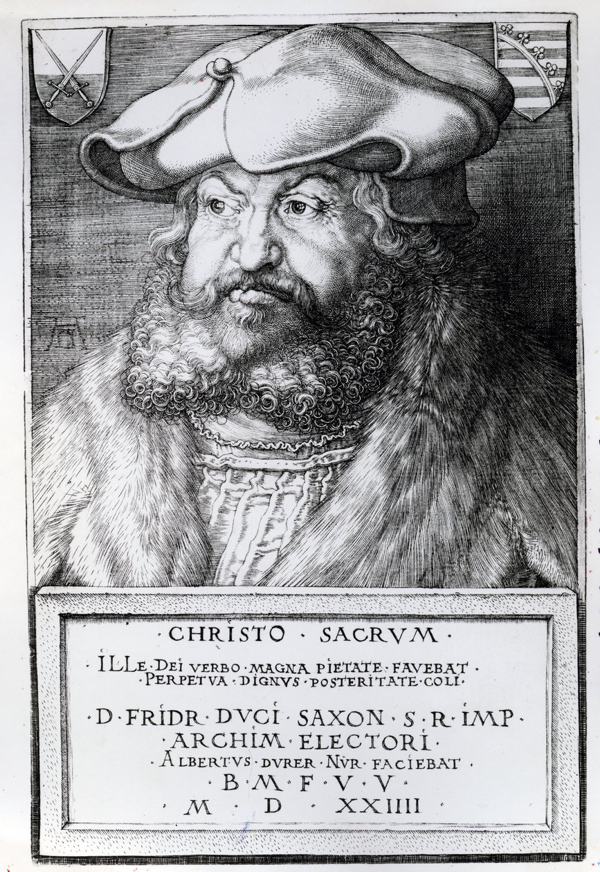 III. Friedrich szász választófejedelem, metszette Albrecht Durer, 1524 alkotó: Lucas Cranach the Elder