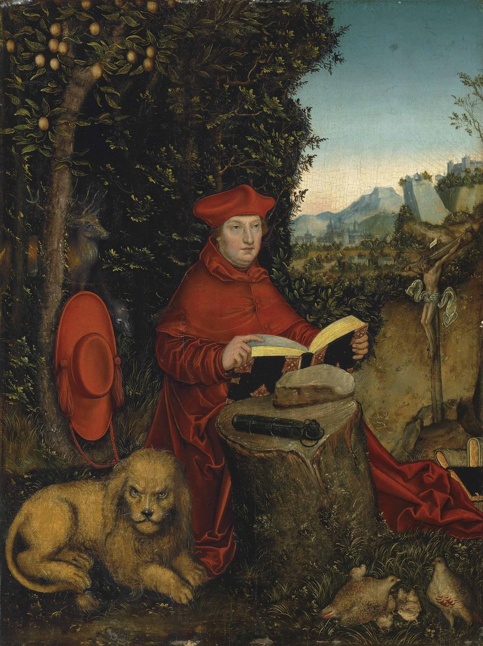 Albrecht brandenburgi bíboros, mint Szent Jeromos alkotó: Lucas Cranach the Elder