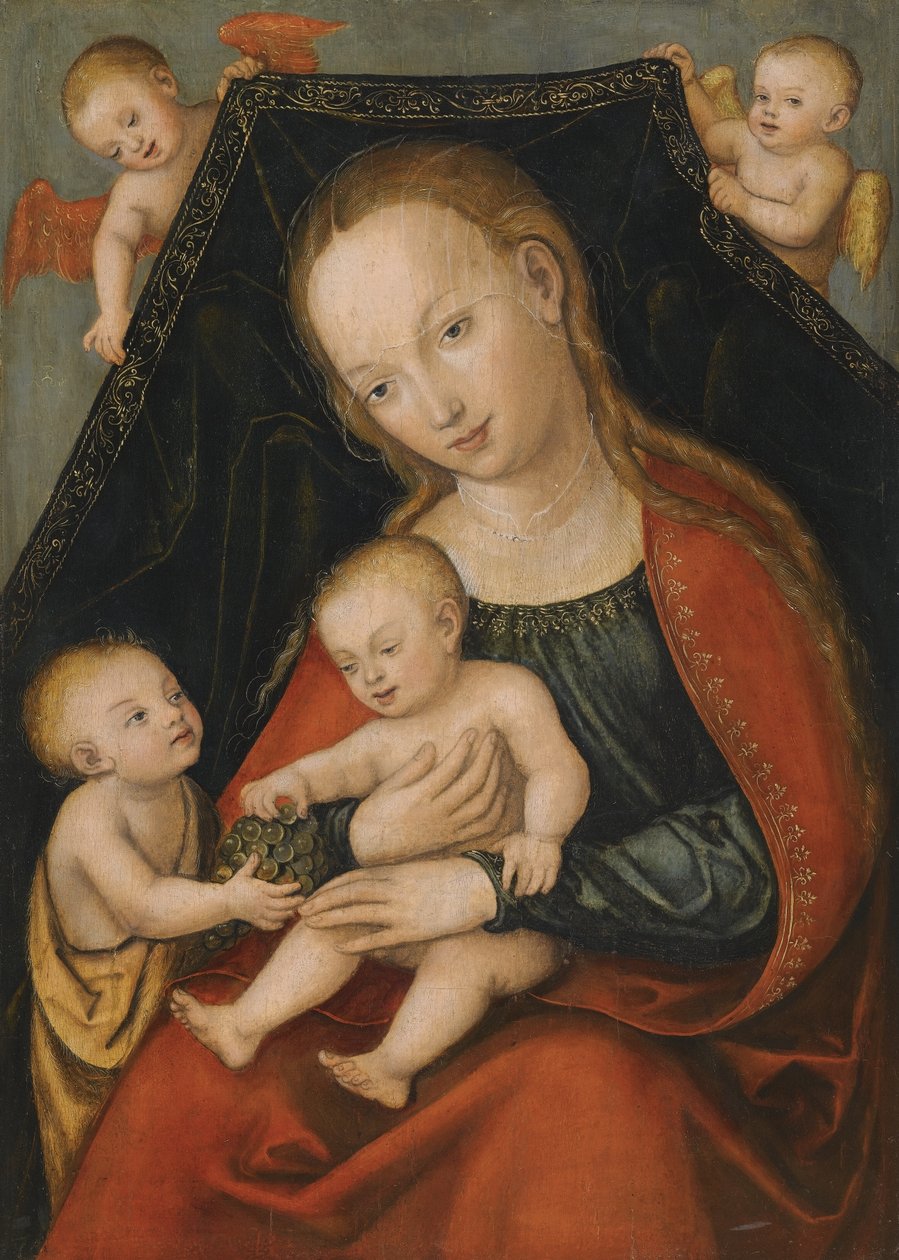 Madonna a kis Jézussal, Keresztelő Jánossal és két angyallal alkotó: Lucas Cranach the Elder