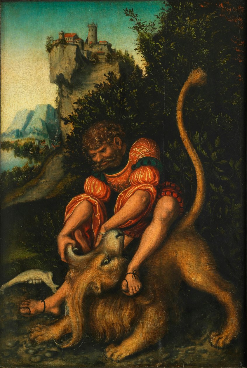 Sámsonok harcolnak az oroszlánnal Sámson harcol az oroszlánnal alkotó: Lucas Cranach the Elder