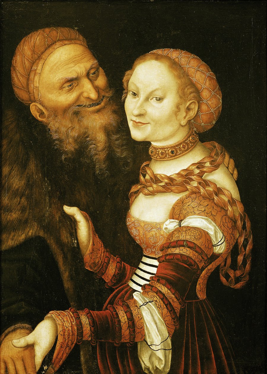 Az udvarhölgy és az öreg, 1530 körül alkotó: Lucas Cranach the Elder