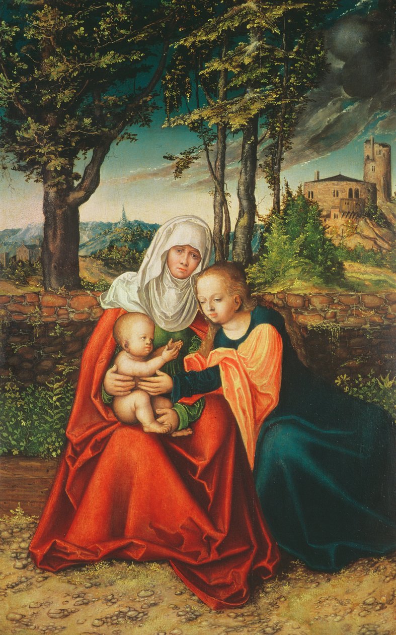 Szűz Mária Szent Annával, aki a kis Jézust tartja alkotó: Lucas Cranach the Elder