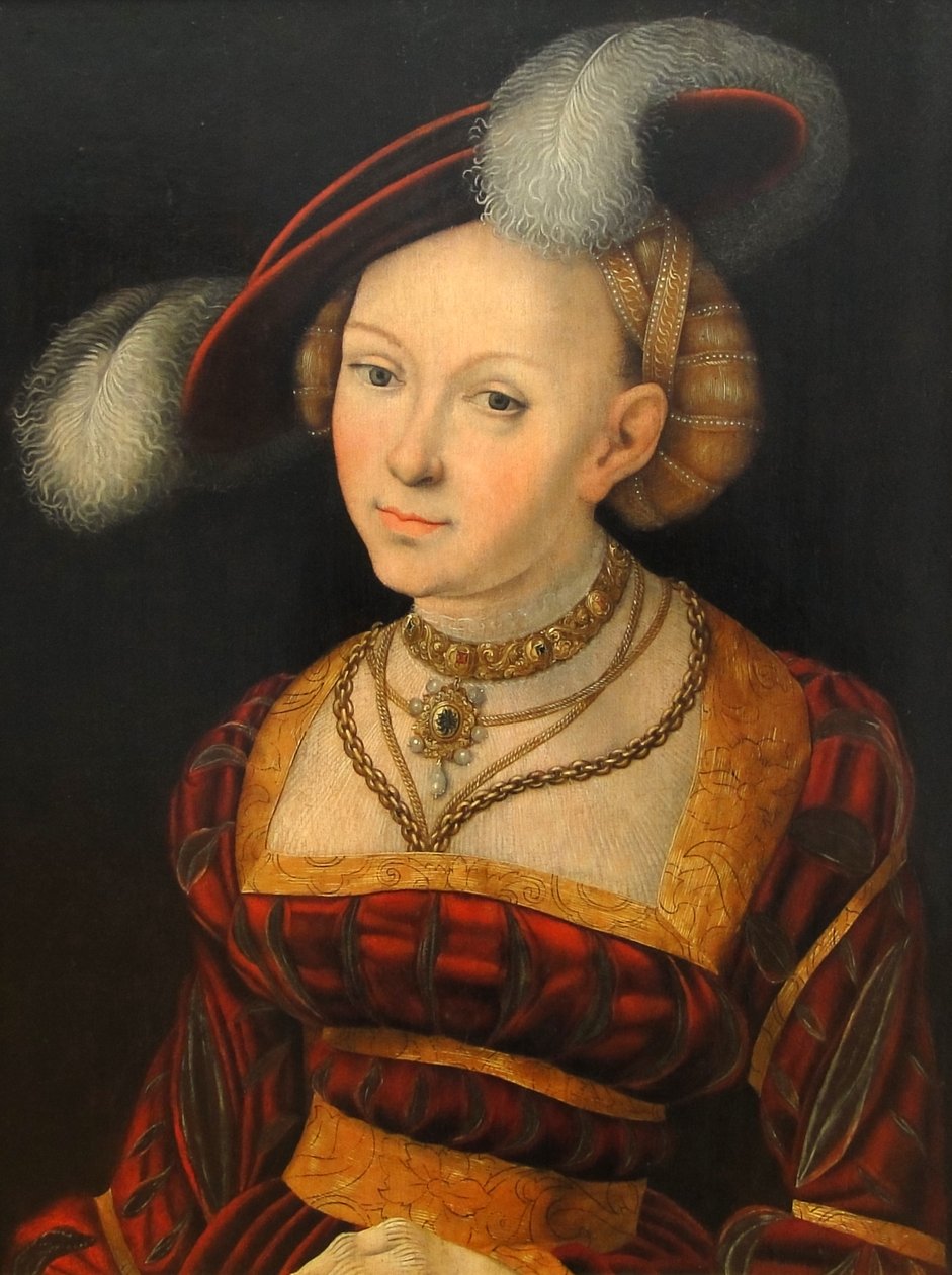 Női fél alak toll sapkával alkotó: Lucas Cranach the Elder