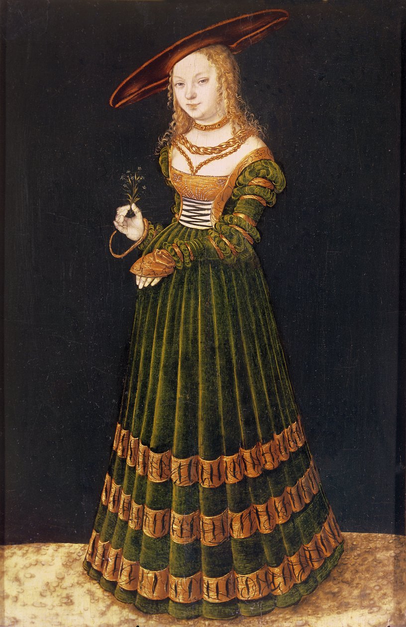 Fiatal lány virágot tartva, 1526 alkotó: Lucas Cranach the Elder