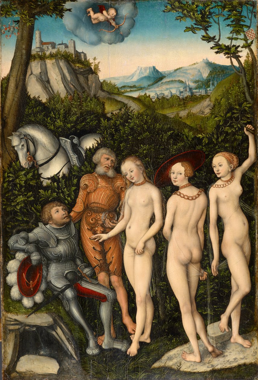 A párizsi ítélet, 1528 (vegyes technika fán) alkotó: Lucas Cranach the Elder
