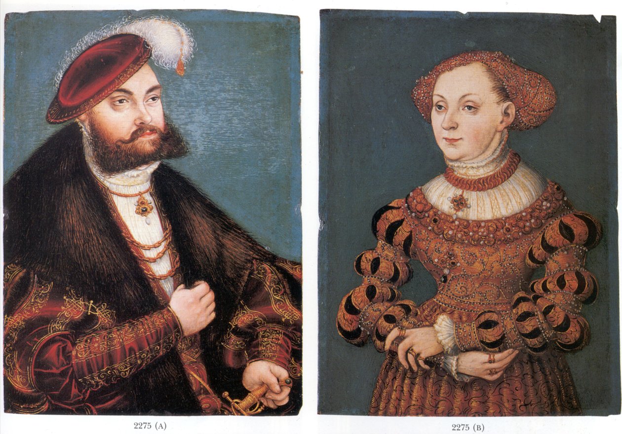 Johann Friedrich szász választófejedelem és felesége, Sibylle of Cleve kettős portréja alkotó: Lucas Cranach the Younger