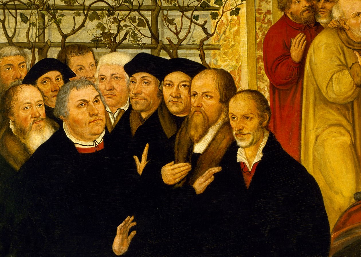 Meienburg polgármesterének sírfelirata, amely a reformátorok csoportját mutatja Luther Mártonnal alkotó: Lucas Cranach the Younger