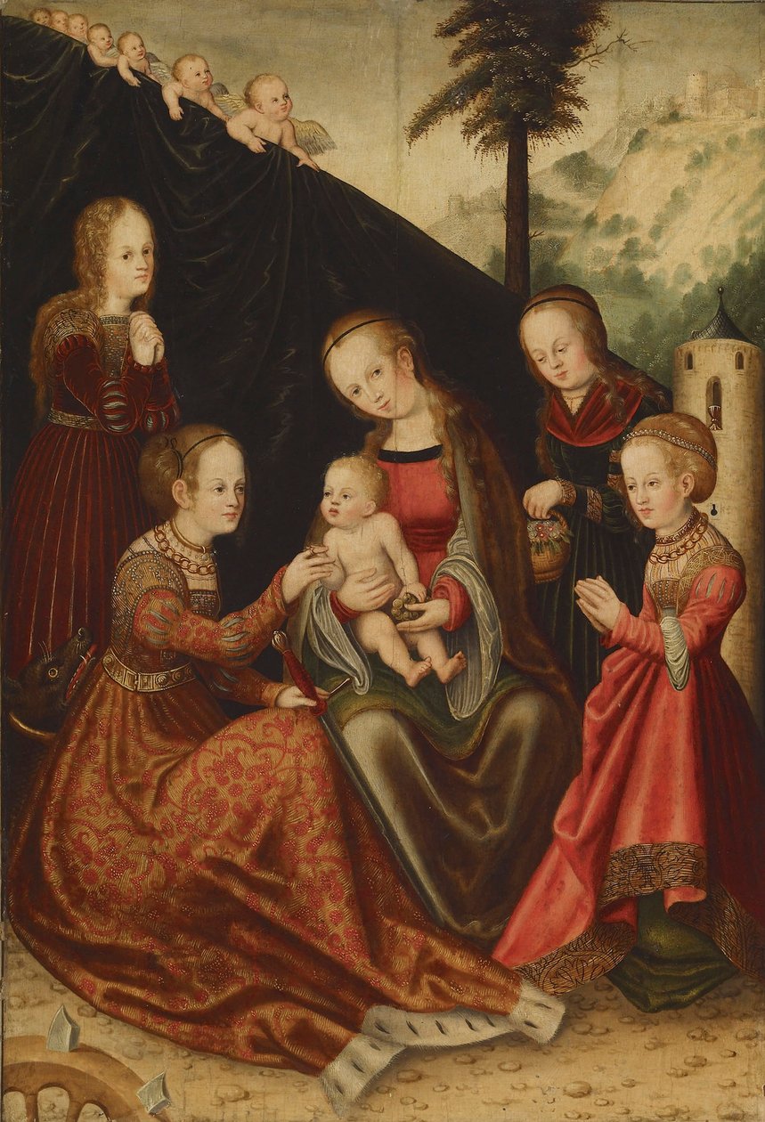 Szent Katalin misztikus házassága, 16. század alkotó: Lucas Cranach the Elder