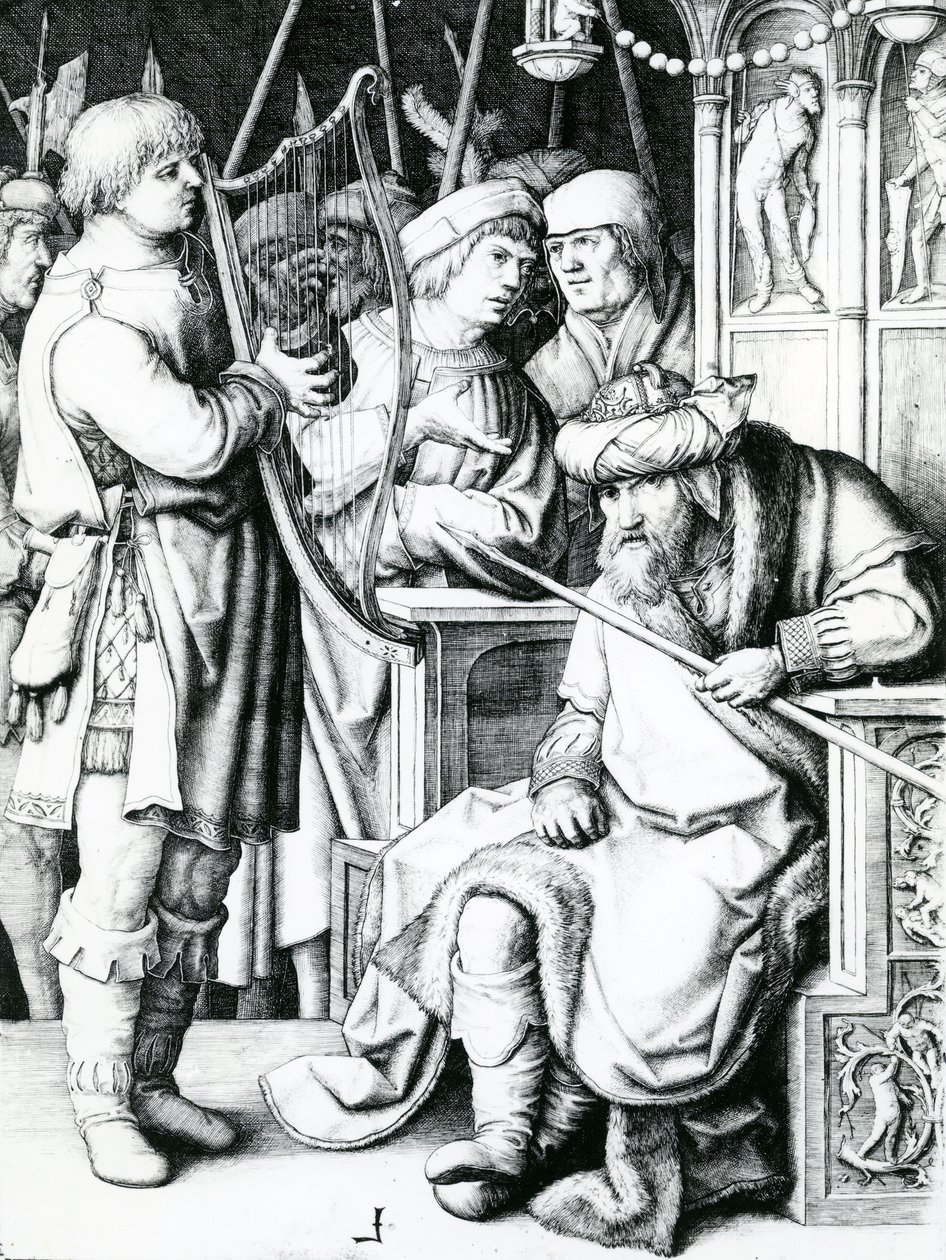 Dávid hárfán játszik Saulnak alkotó: Lucas van Leyden