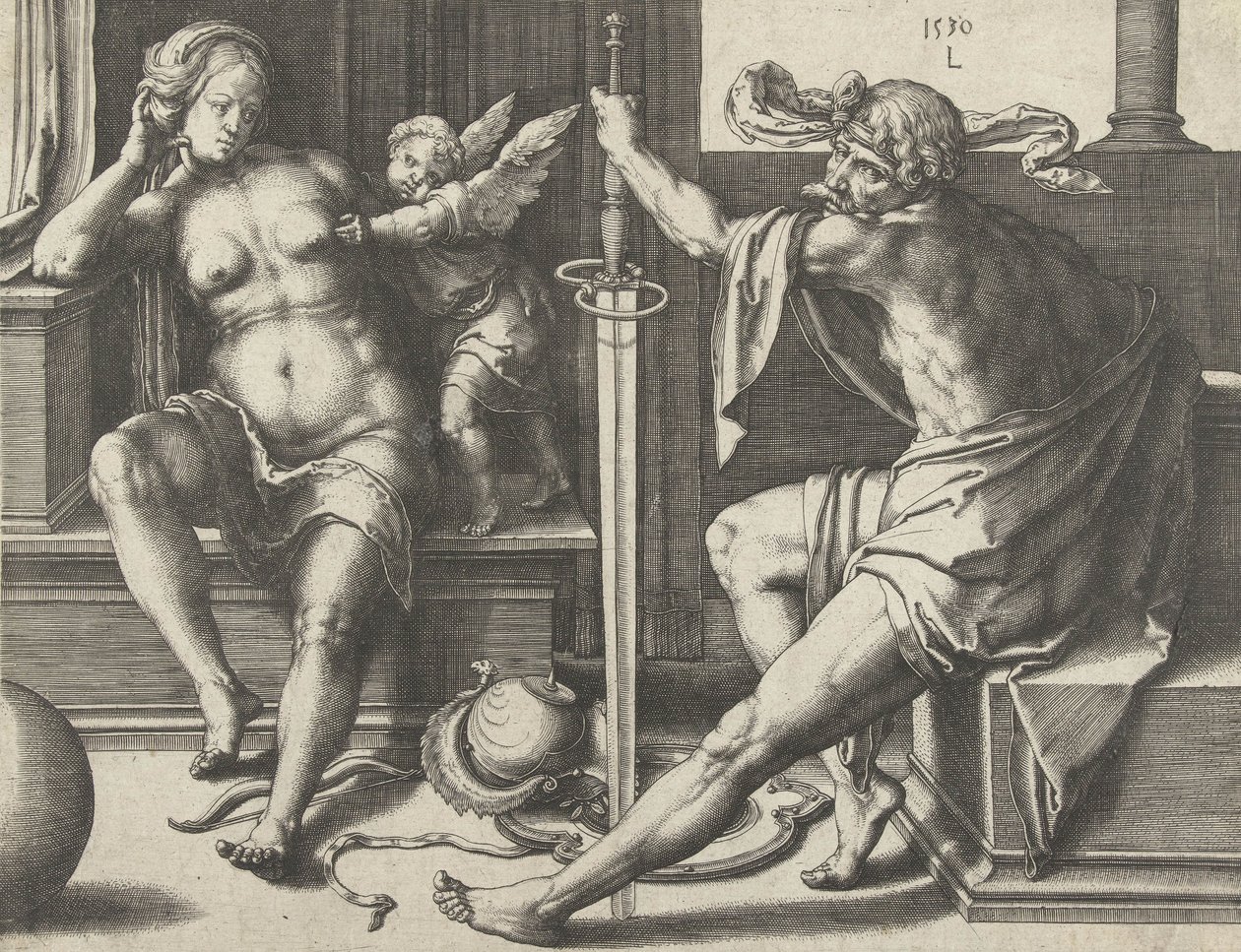 Mars, Vénusz és Ámor, 1530 alkotó: Lucas van Leyden