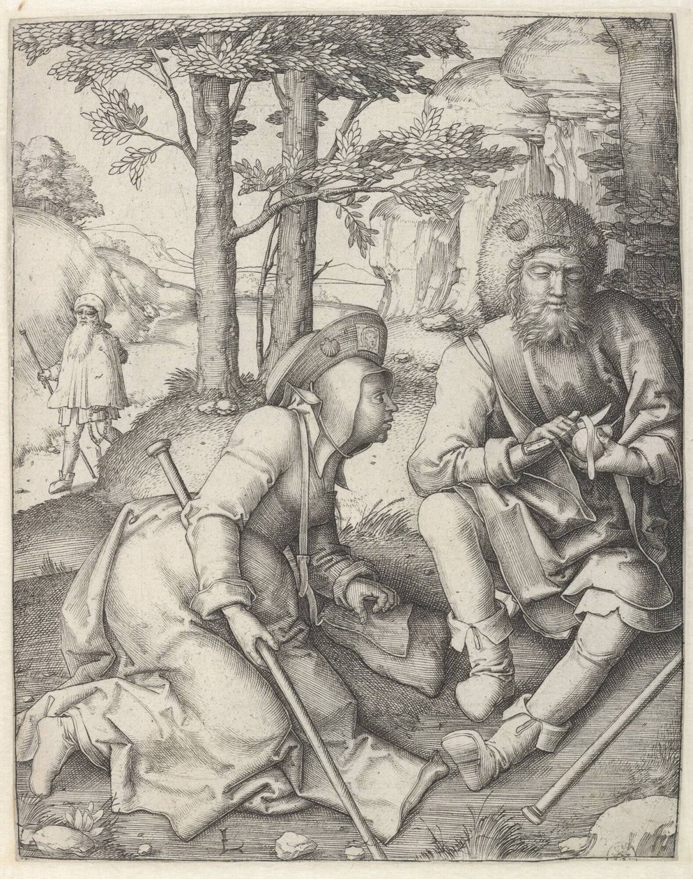 Pihenő zarándokok alkotó: Lucas van Leyden