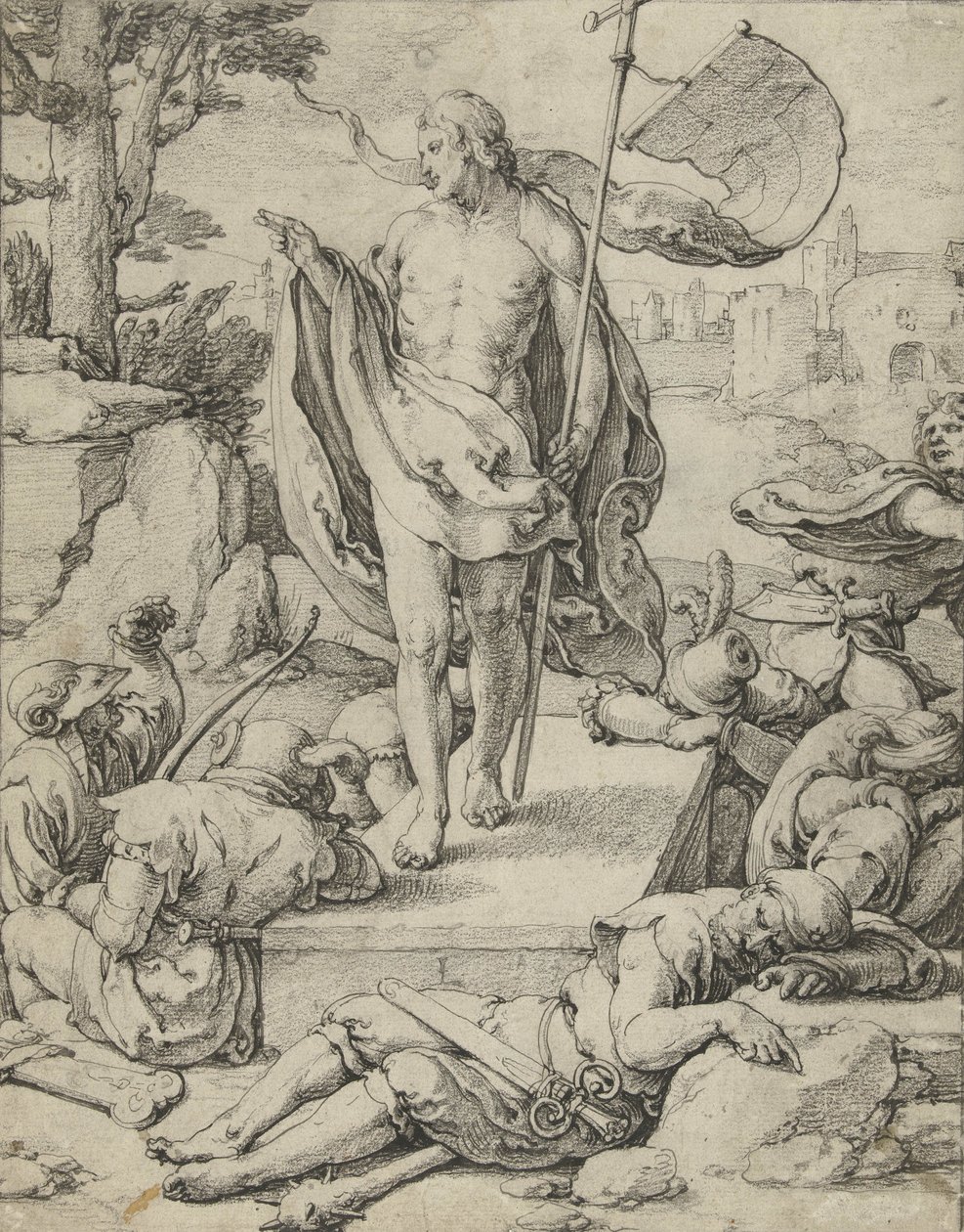 A feltámadás, 1529-33 körül alkotó: Lucas van Leyden