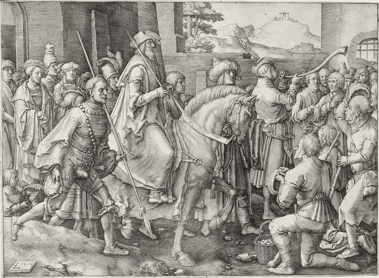 Mordokhai diadala, 1515 alkotó: Lucas van Leyden