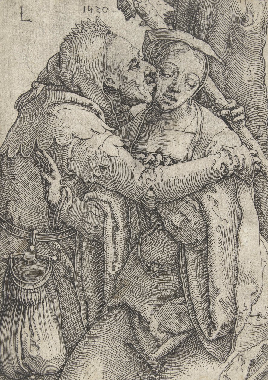 A bolond és a fiatal nő, 1520 alkotó: Lucas van Leyden