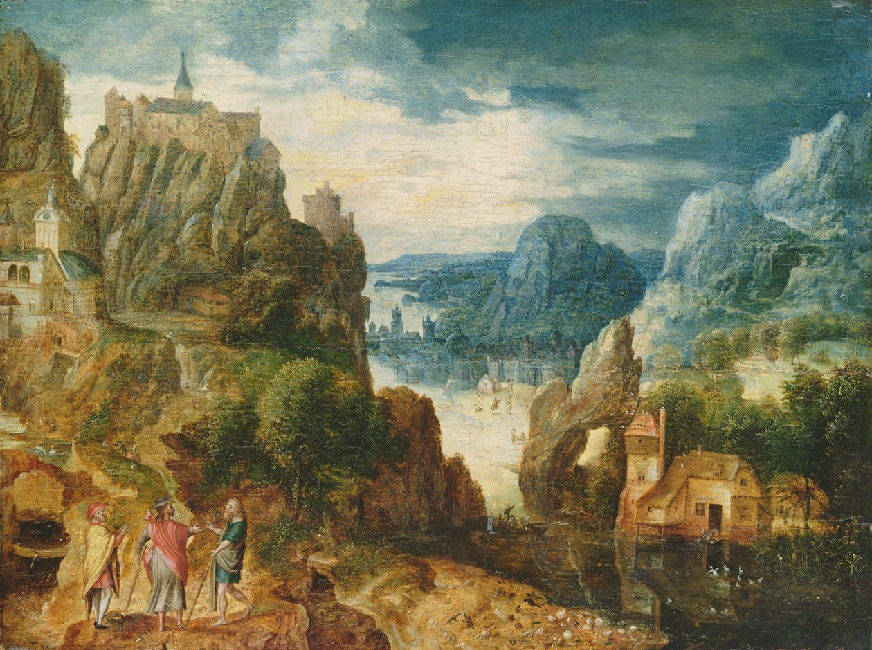 Hegyvidéki táj az Emmausba vezető úttal, 1597 alkotó: Lucas van Valckenborch