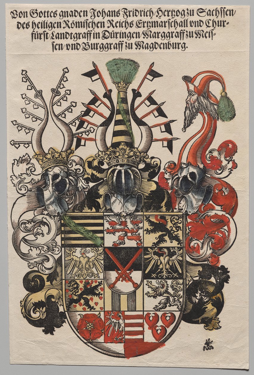 Frederic János, Szászország választófejedelme, a nagyságosnak nevezett címere alkotó: Lucas Cranach
