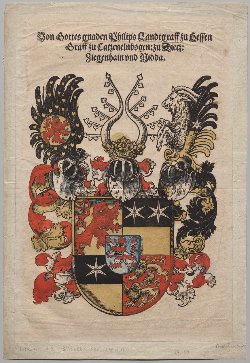 Fülöp, Hesse földgrófjának címere alkotó: Lucas Cranach