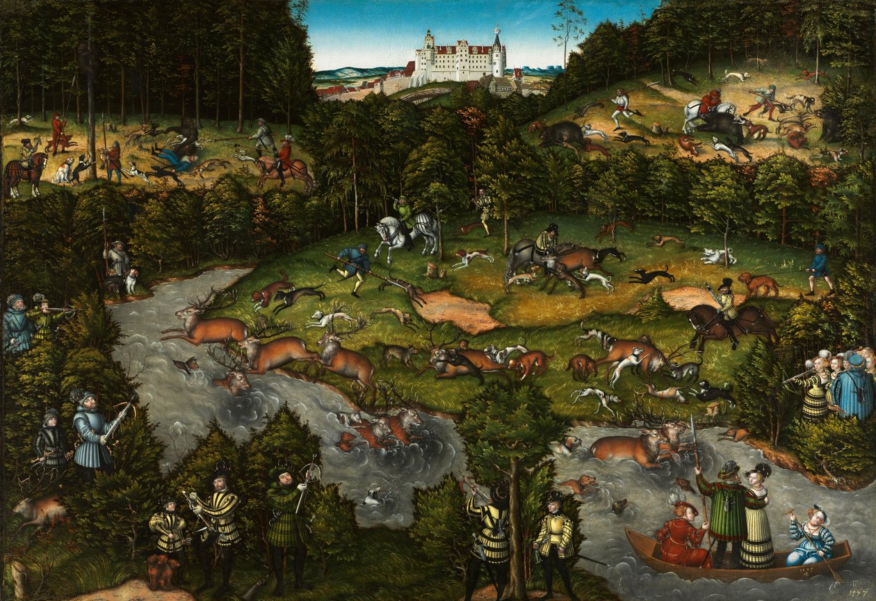 Vadászat a Hartenfels-kastély mellett, 1540 alkotó: Lucas Cranach