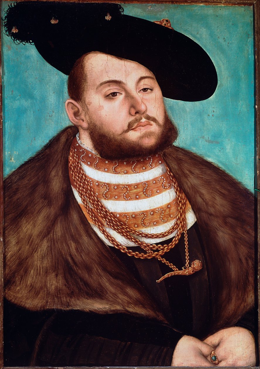 II. János Frigyes Magnanime, szász választófejedelem portréja alkotó: Lucas Cranach