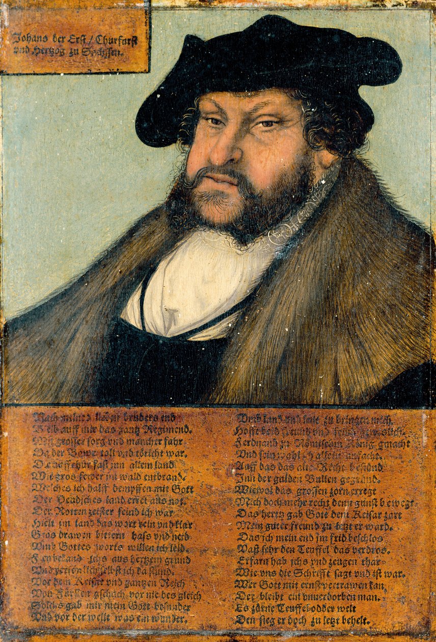 Állhatatos János szász választófejedelem portréja alkotó: Lucas Cranach