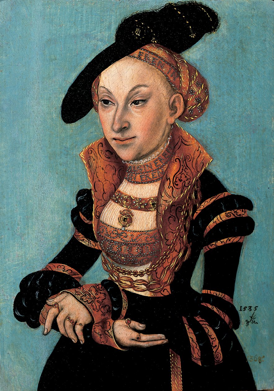 Cleves-i Szibillának, Szászország választónőjének portréja, 1535 alkotó: Lucas Cranach