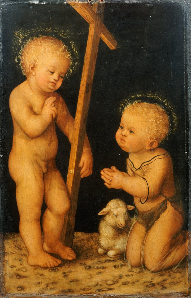 A Krisztus gyermekáldása a csecsemőt Keresztelő Szent János alkotó: Lucas Cranach