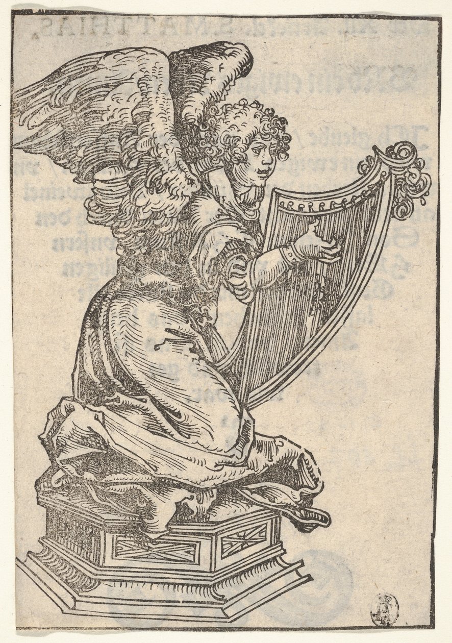 Hárfán játszó angyal ezüst szobra a Wittenbergi ereklye... nagy sorozatából, 1509. alkotó: Lucas Cranach the Elder