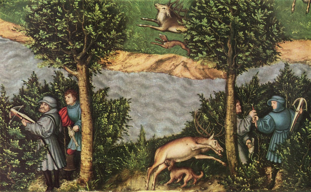 Szarvasvadászat Bölcs Friedrich választófejedelemmel
 részlet alkotó: Lucas Cranach the Elder