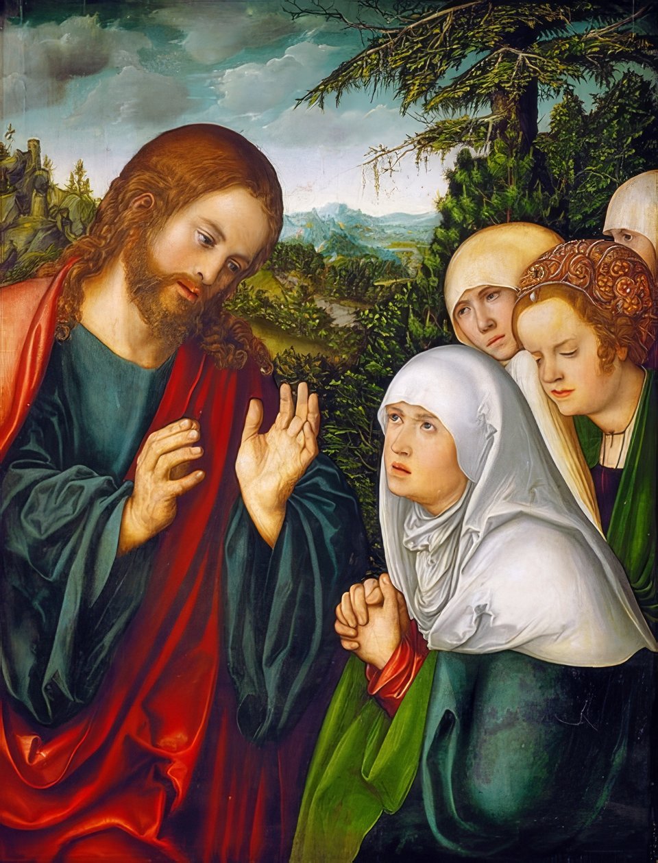 Krisztus búcsúja a nőktől. 1520 körül alkotó: Lucas Cranach the Elder