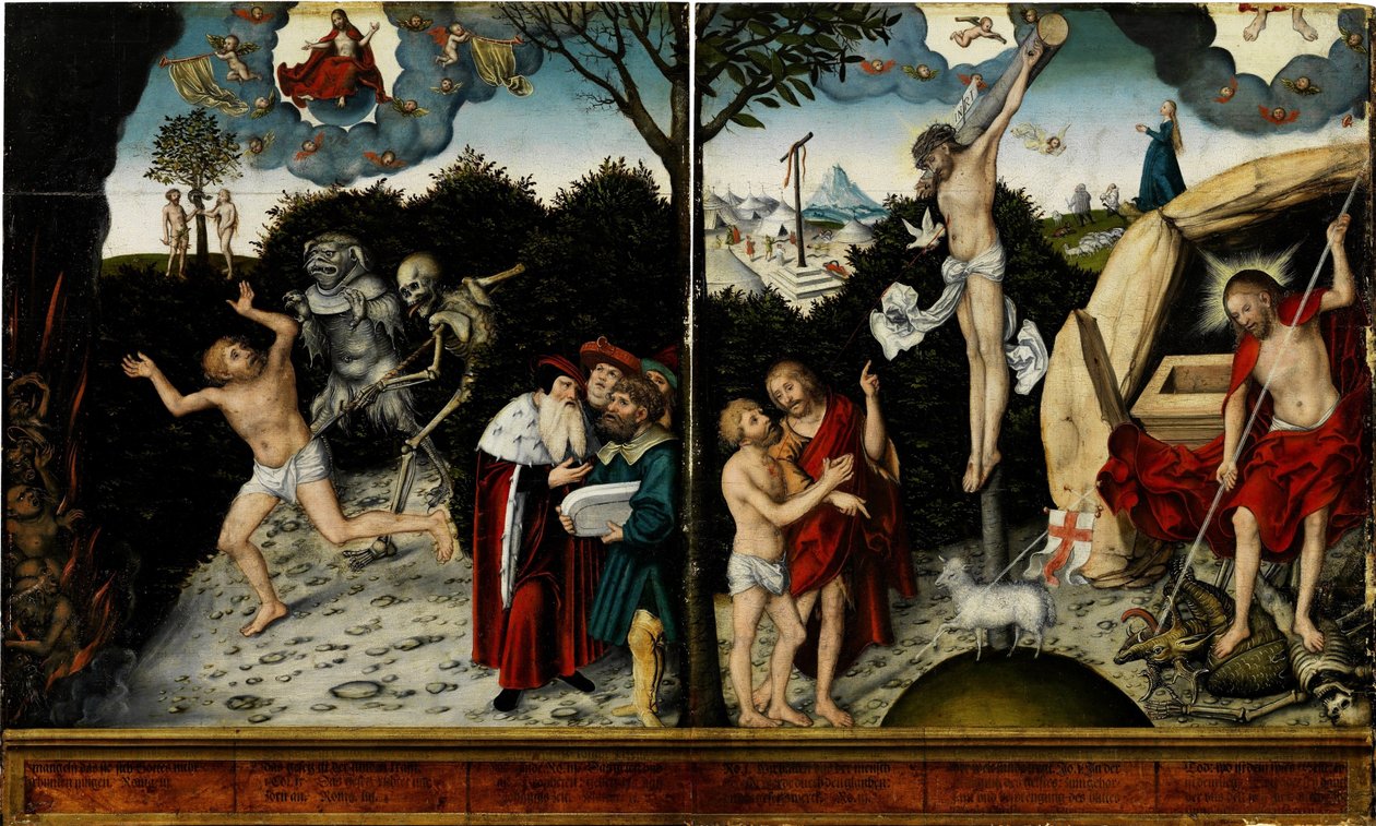 Törvény és kegyelem allegóriája, 1529 után alkotó: Lucas Cranach the Elder