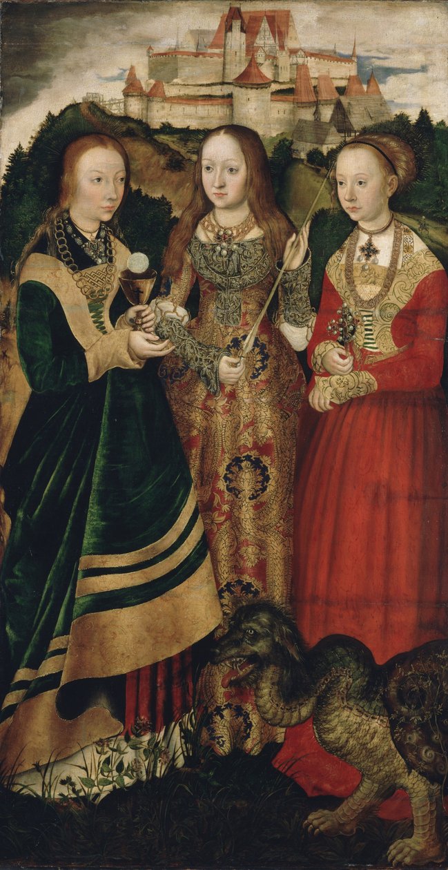 Oltárkép Szent Katalin vértanúval, jobb szárny: Szent Borbála, Ursula és Margit alkotó: Lucas Cranach the Elder