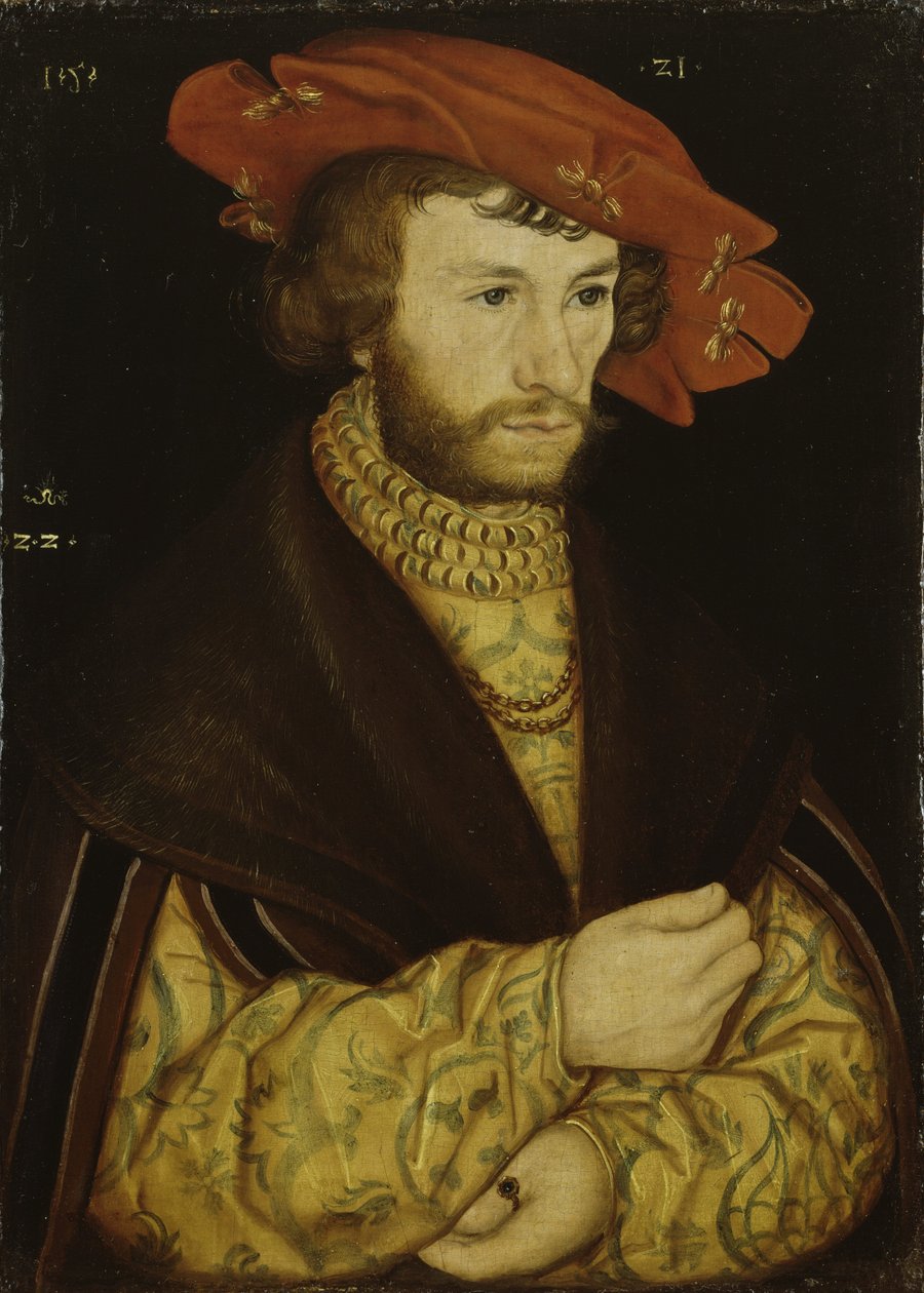 Vörös beretben viselő szakállas fiatalember portréja alkotó: Lucas Cranach the Elder