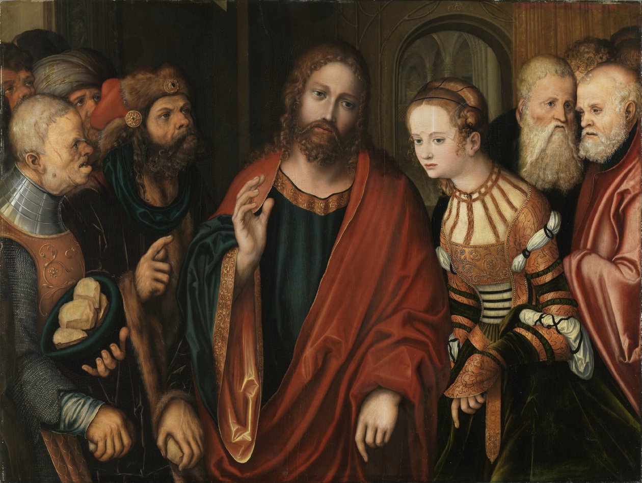 Krisztus és a házasságtörésen elfogott asszony alkotó: Lucas Cranach the Elder