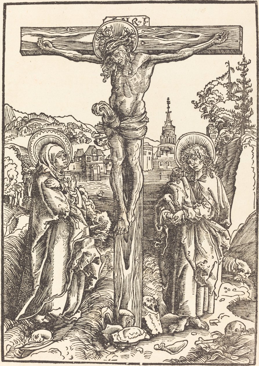 Krisztus a kereszten a Szűz és Szent János között alkotó: Lucas Cranach the Elder